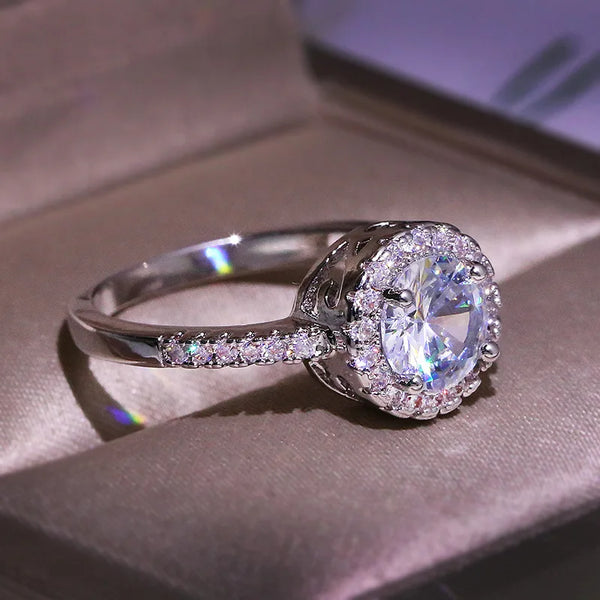 14 K White Gold Round 925 Jewelry Wedding Ring