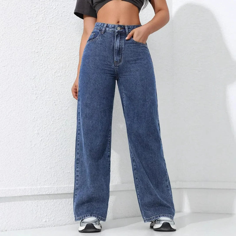 Wide Leg Pants Denims High Waist Washed