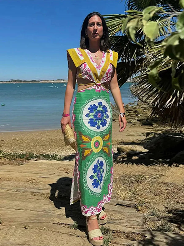 Vintage Hollow Out Women's Maxi Dress