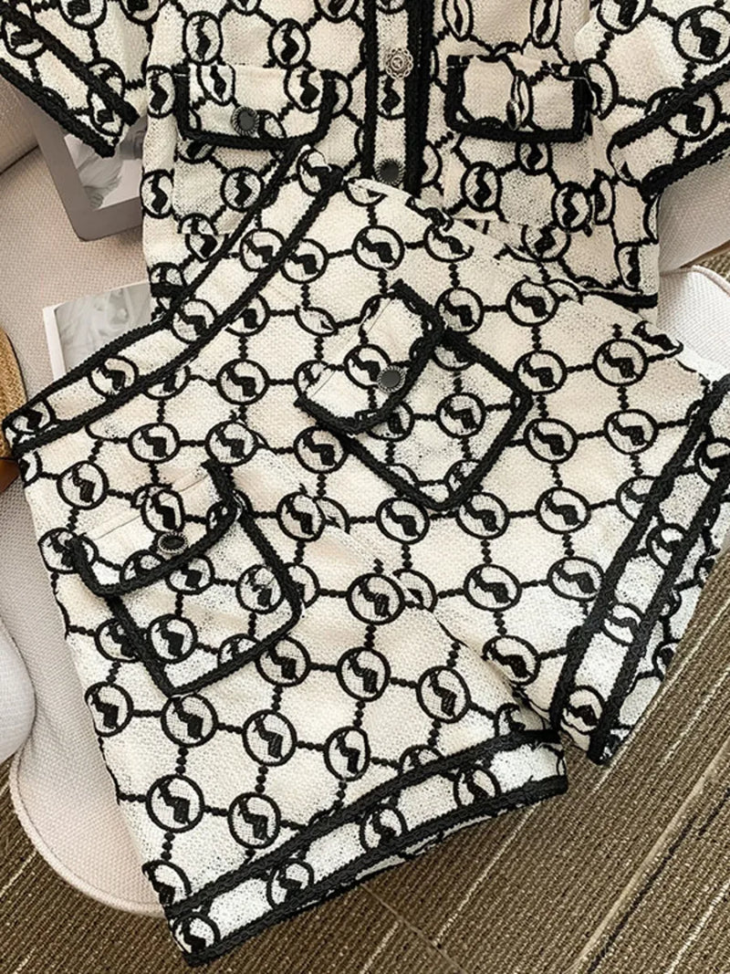 Retro Single-Breasted Short Coat + High Waist Slim Shorts