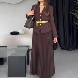 Elegant Spring Long Sleeved Jacket and Skirt Suit