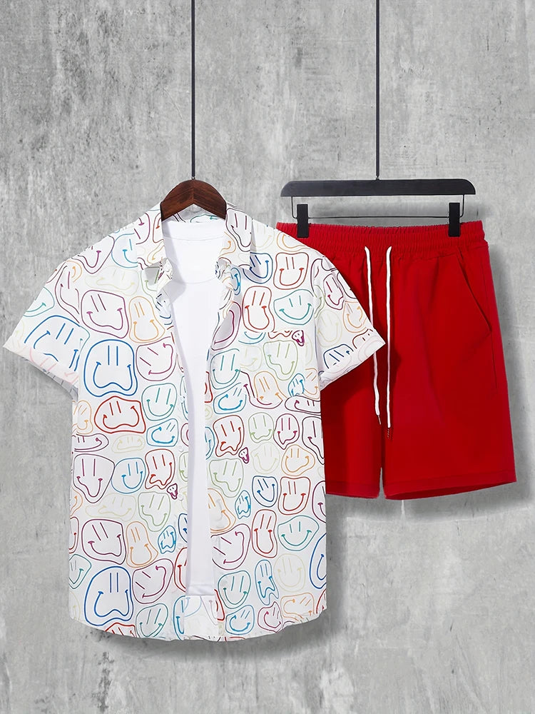 Everyday Short-sleeved Shirt And Sports Shorts Set