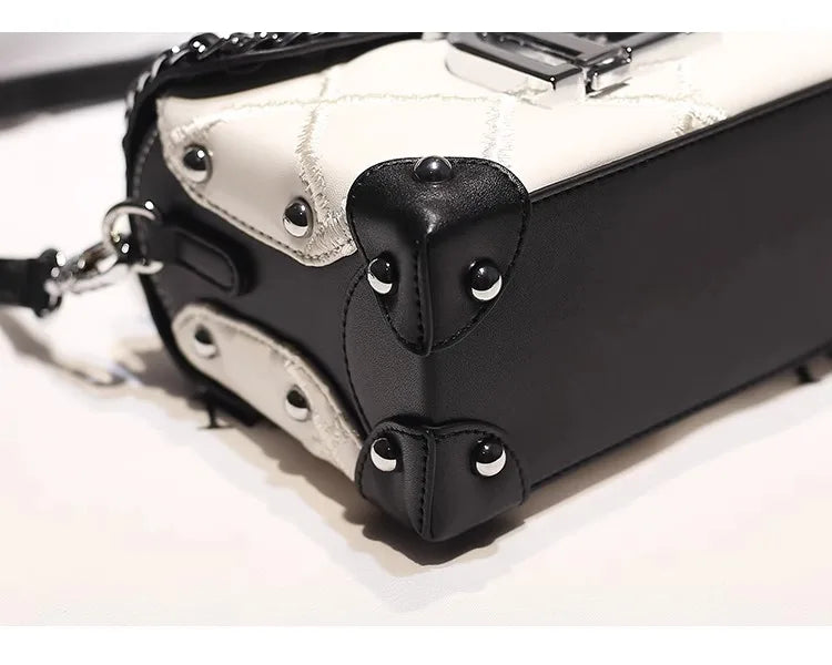 Square High Quality Leather Crossbody Bag