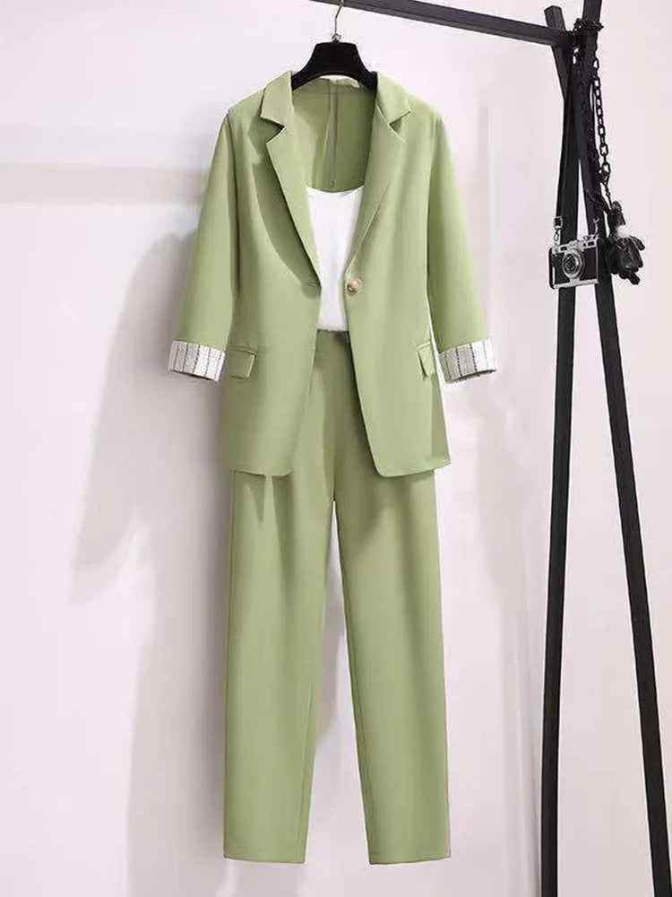 Elegant blazer leisure pants Tweed suit jacket three-piece