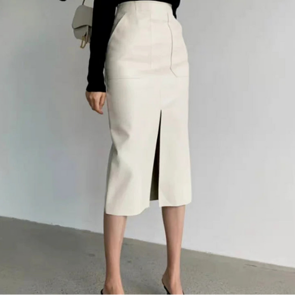 Slim Straight Faux Leather Skirt