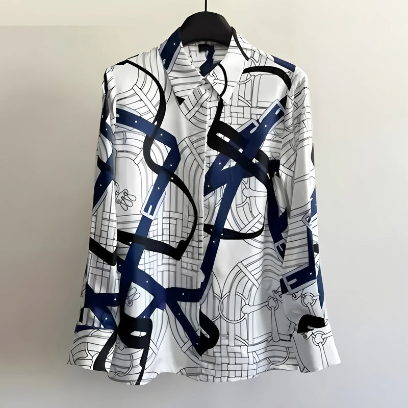 Vintage Shirt Autumn Long Sleeve Luxury Print Blouses