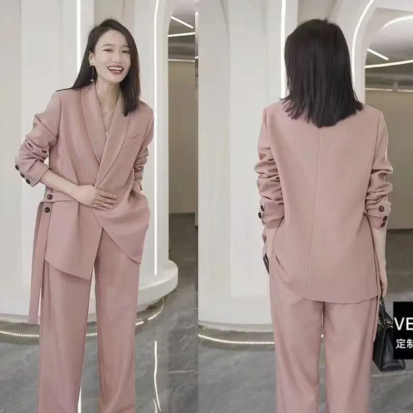 Elegant Loose Blazers Wide Leg Pants Two Piece