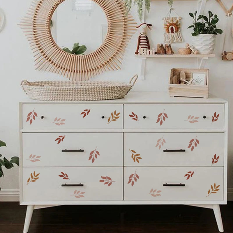 Cartoon Botanical Leaves Wall Stickers for Kids Living Room