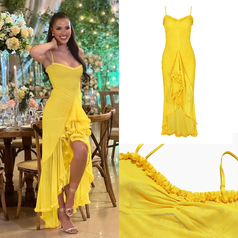 Suninheart Irregular Mesh Bodycon Dress