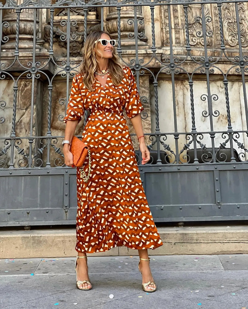 2 Pieces Outfit V-neck Tops Elegant Skirt