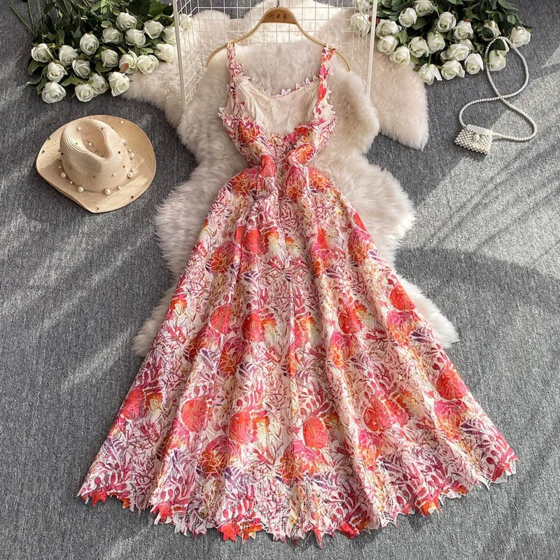Elegant Lace Casual Sleeveless Chic Straps Dress