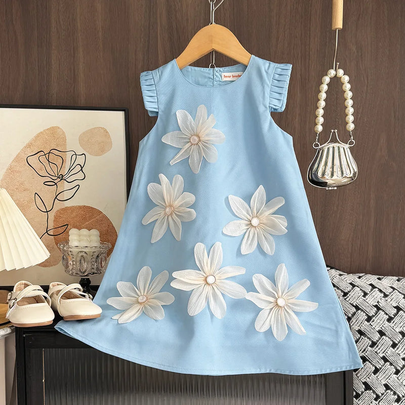 Elegant 3D Flower Vest Princess Dress