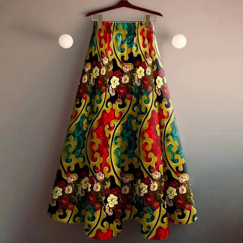 Elastic Waist Mid-Long Skirt