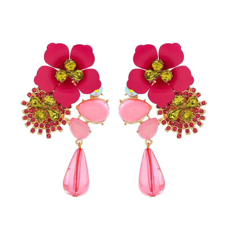 Elegant Colorful Resin Rhinestone Earrings