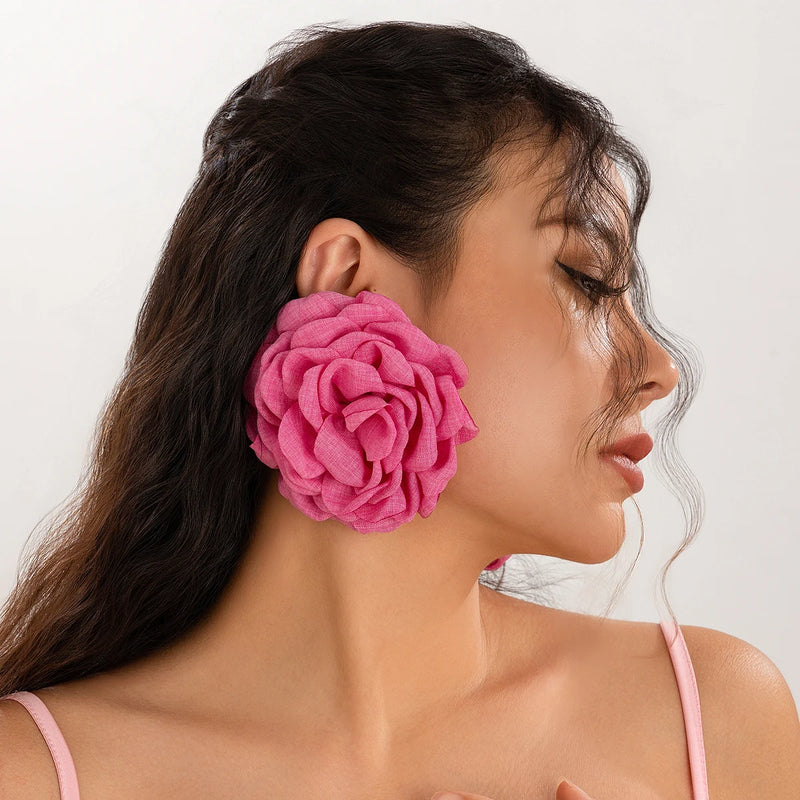 Bohemia Big Rose Flower Earrings