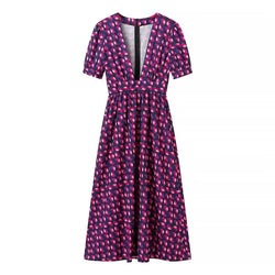 Vintage Sexy V-neck Violet Dress With Pocket