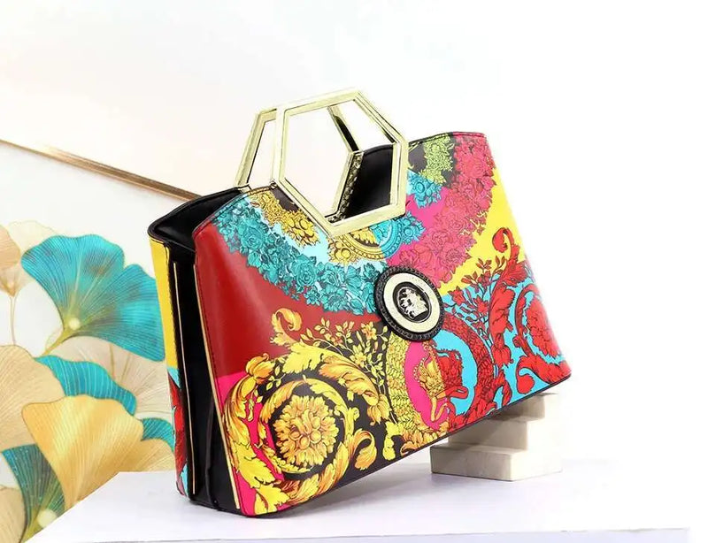 Elegant Printed Top Handle Bag