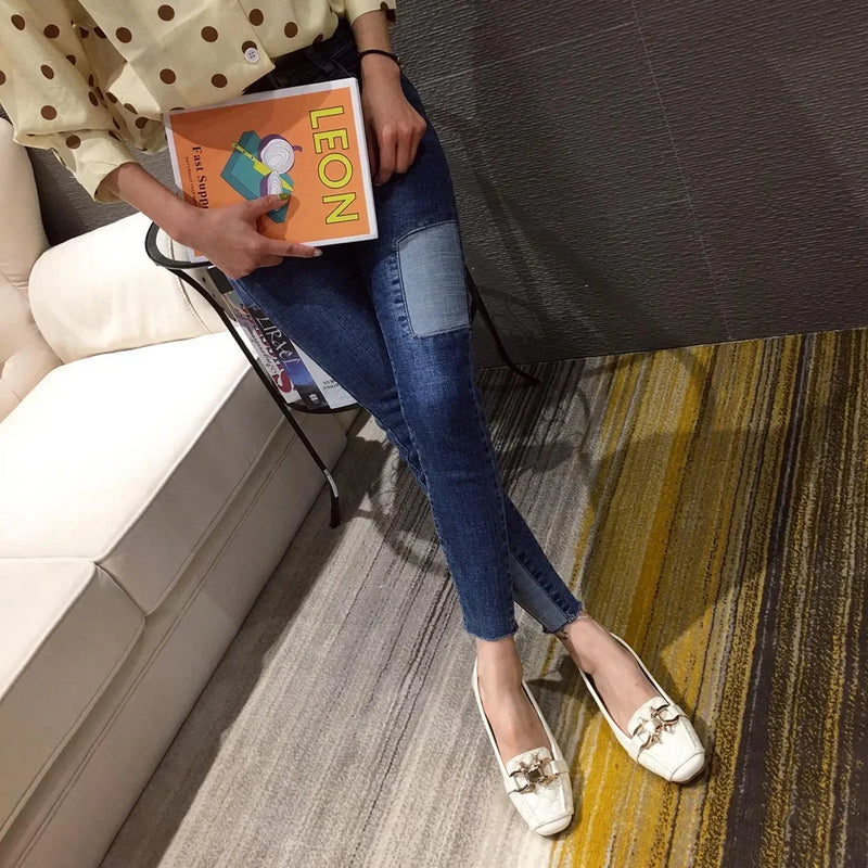 Square Head Single Flats Autumn Loafers