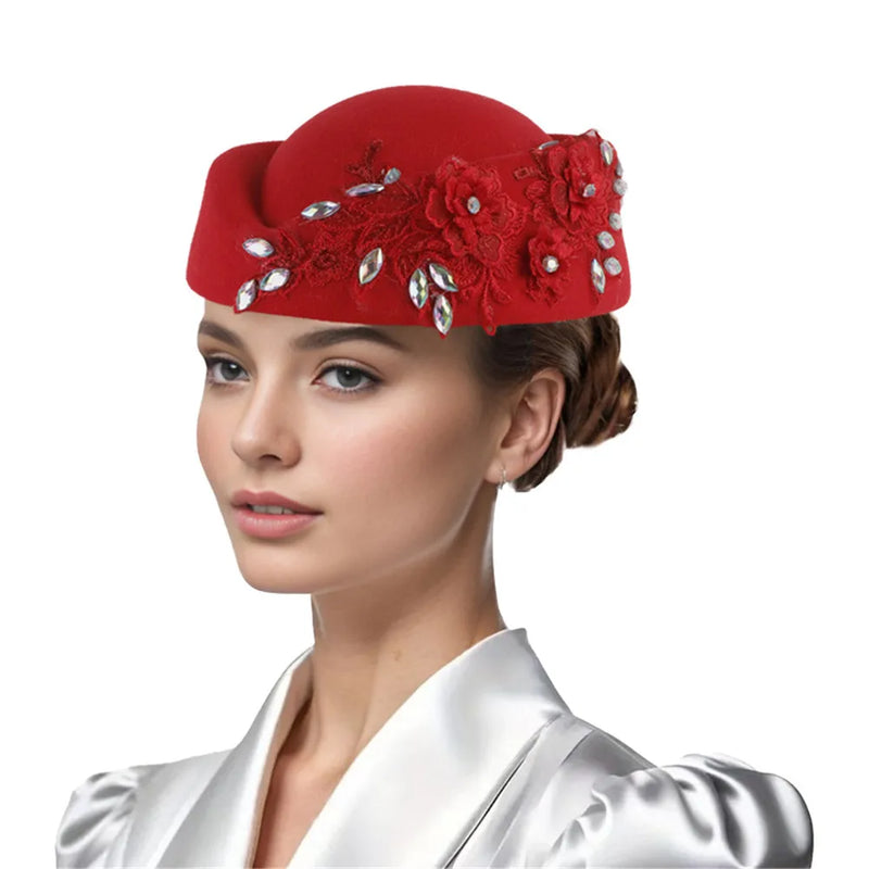 Church Fascinator With Flower Ladies Soft Beret Caps