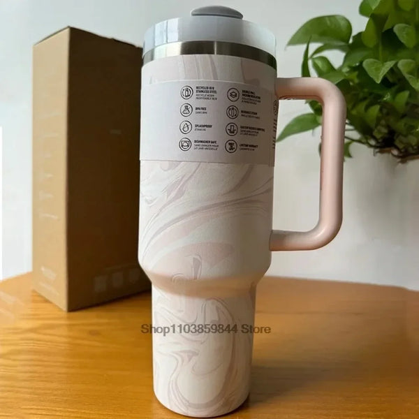 Handle Straw Lid Stainless Steel 40oz Mug Thermal Iced Cup