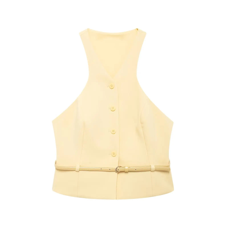 Butter Set Belt Vest and Midi Skirt