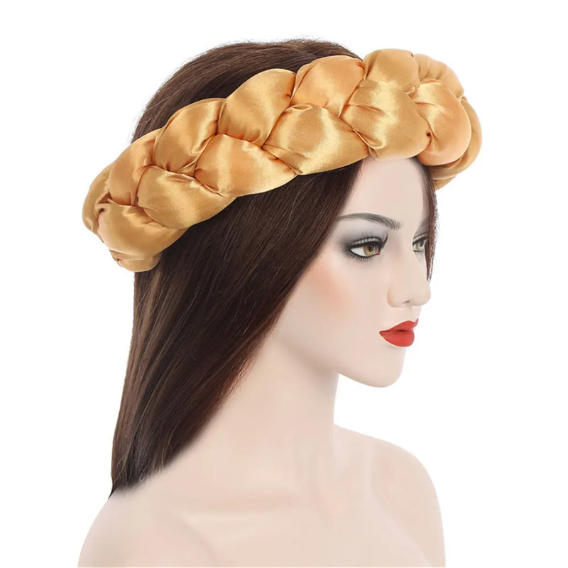 Exaggerated Satin Braid Headband for Women