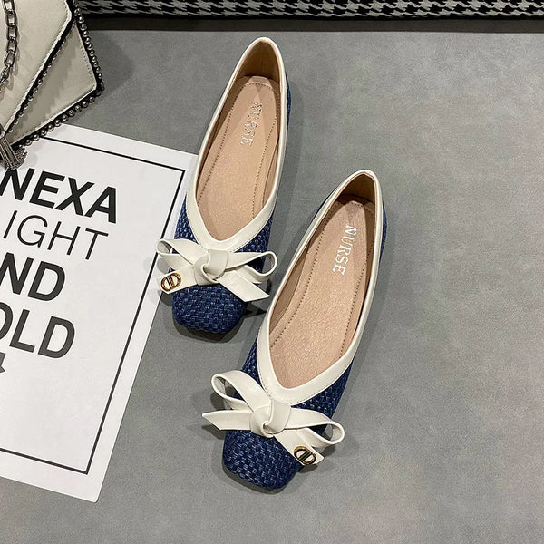 flats Low Heel Pumps Bow Knot Slip