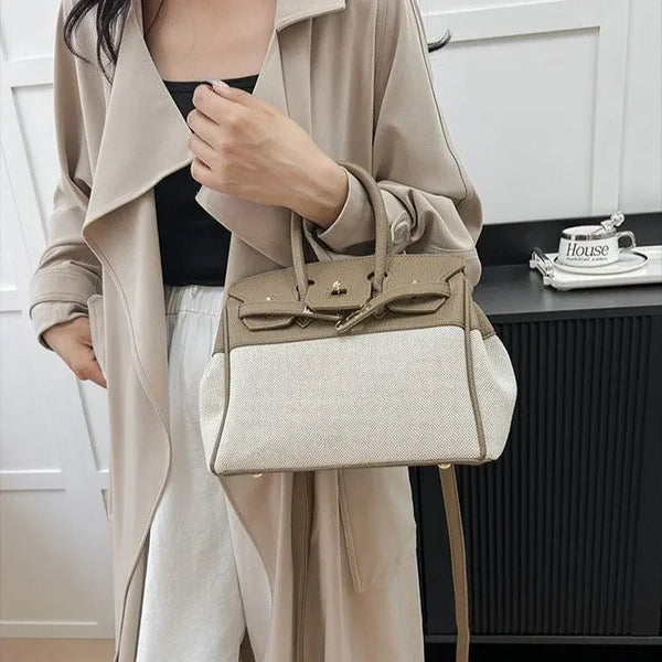 Vintage Lock Zipper Shoulder Purse Lightweight Handbag‌