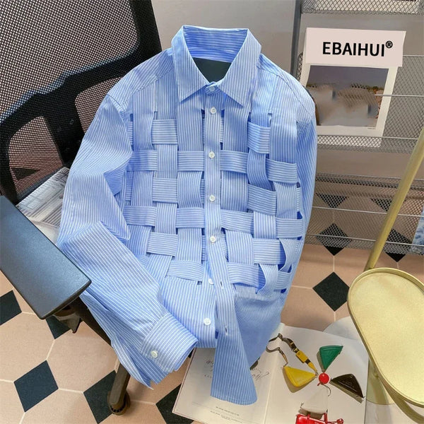 Elegant Long Sleeve Loose Waist Patchwork Blouse
