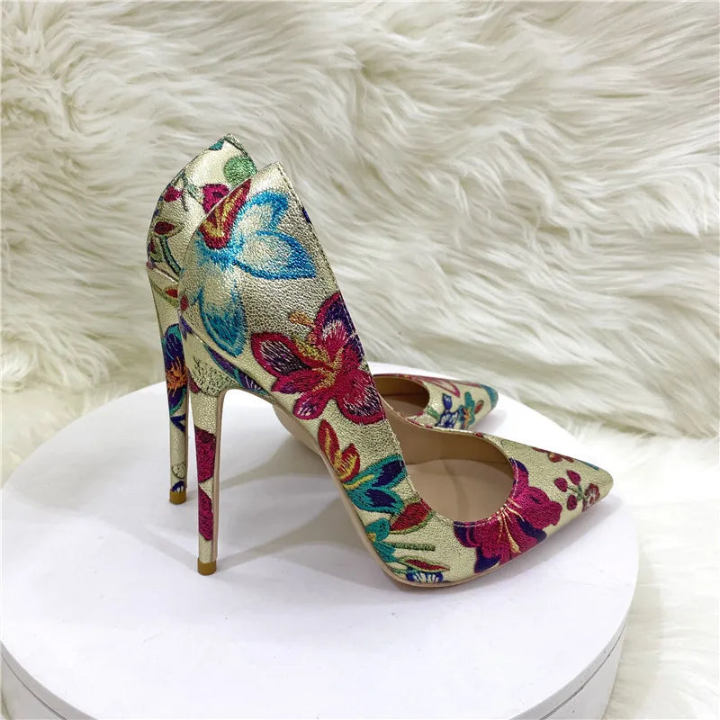 Gold Sheep Pointed Toe Stilettos Banquet Slip-On Shoes