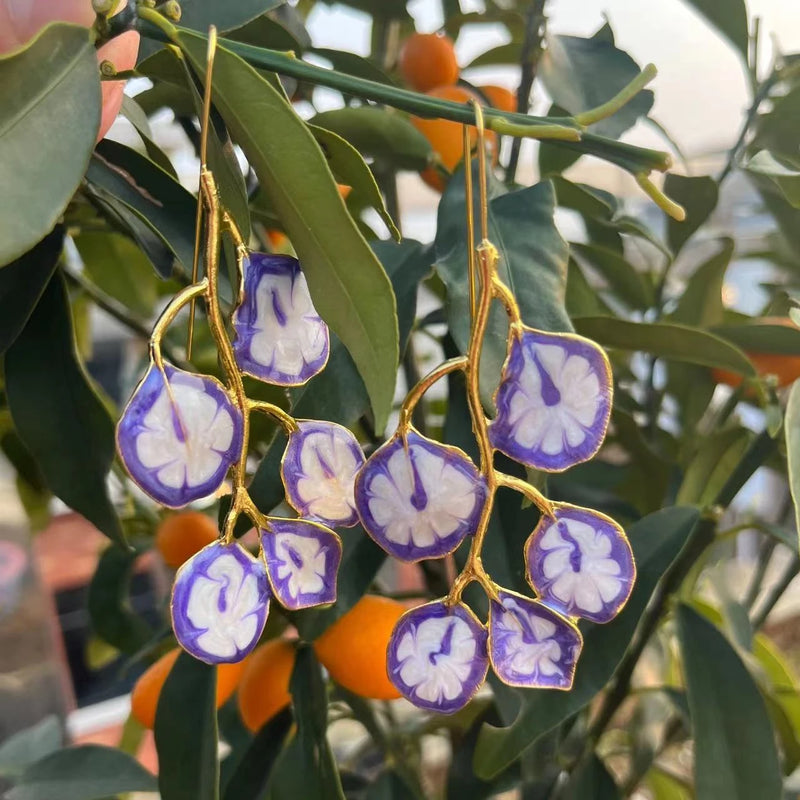 Sweet Temperament Wave Dot Leaf Flower Earrings