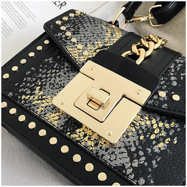Rivet Snake Pattern Bag