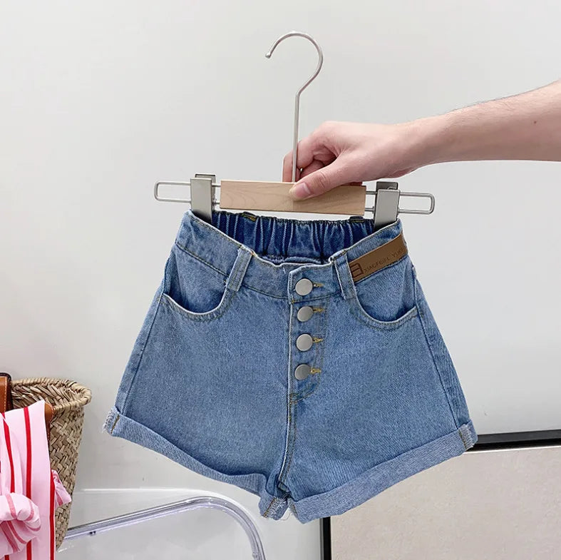 Striped Long-sleeved Shirt + Monogram Vest+Denim Shorts 3pcs 3 To 7 Years