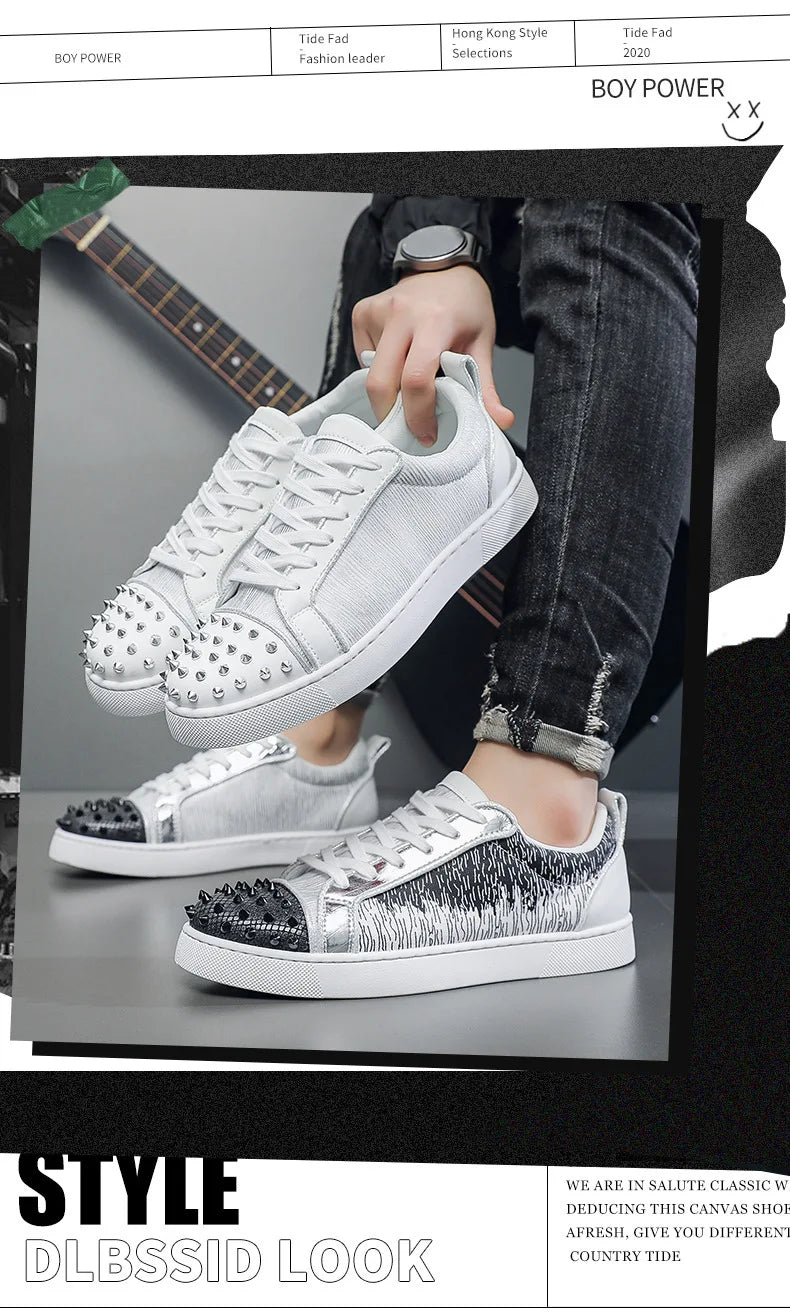 Sneakers Casual Designer Rivet Bling Punk Board Shoes
