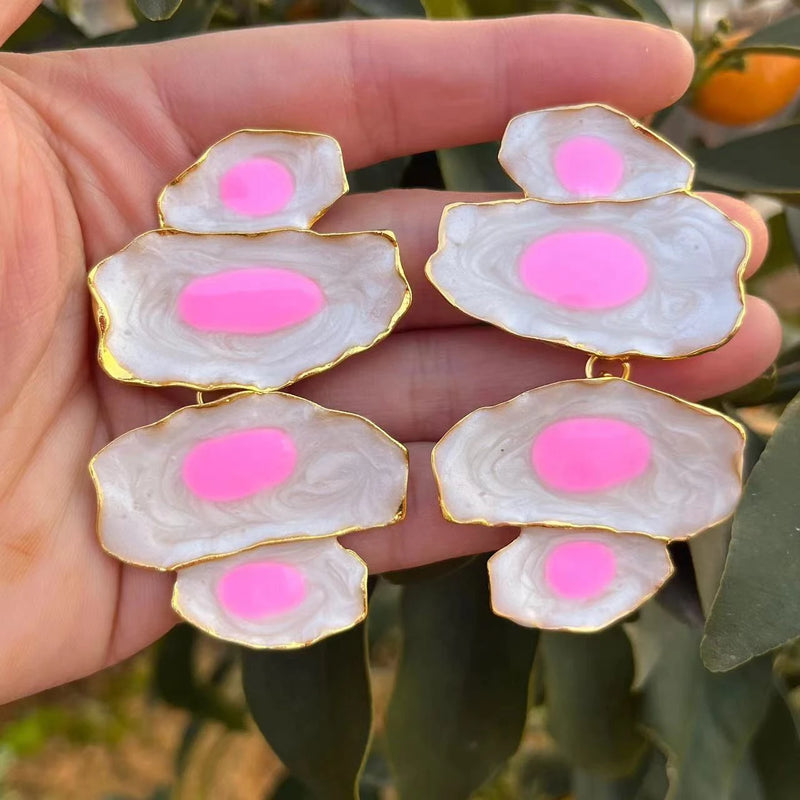 Sweet Temperament Wave Dot Leaf Flower Earrings