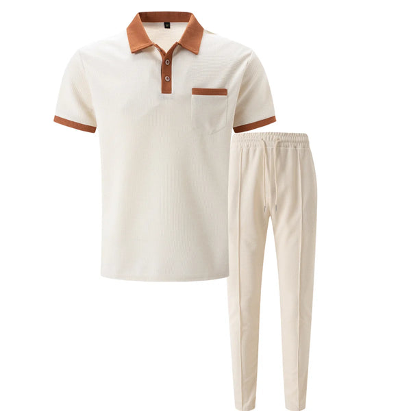 Men's Two-piece Sportswear Short-sleeved T-shirt and Long Pants