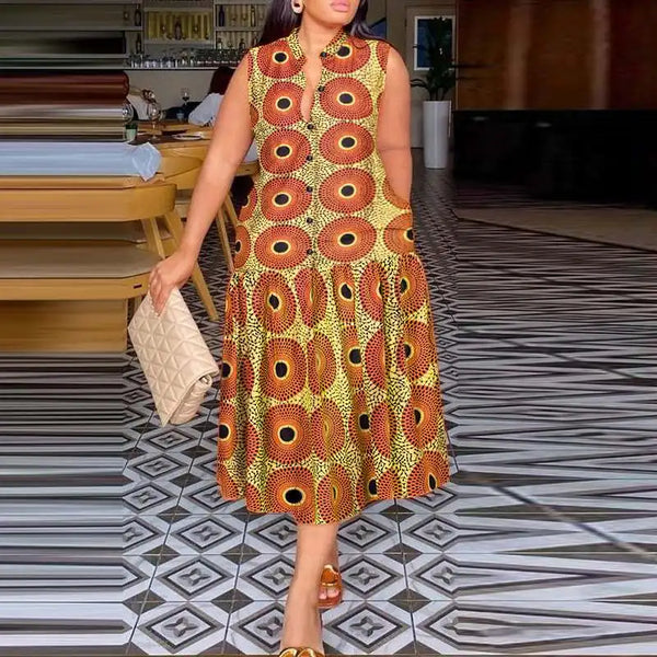 Bohemian Sundress Printed Midi Dress