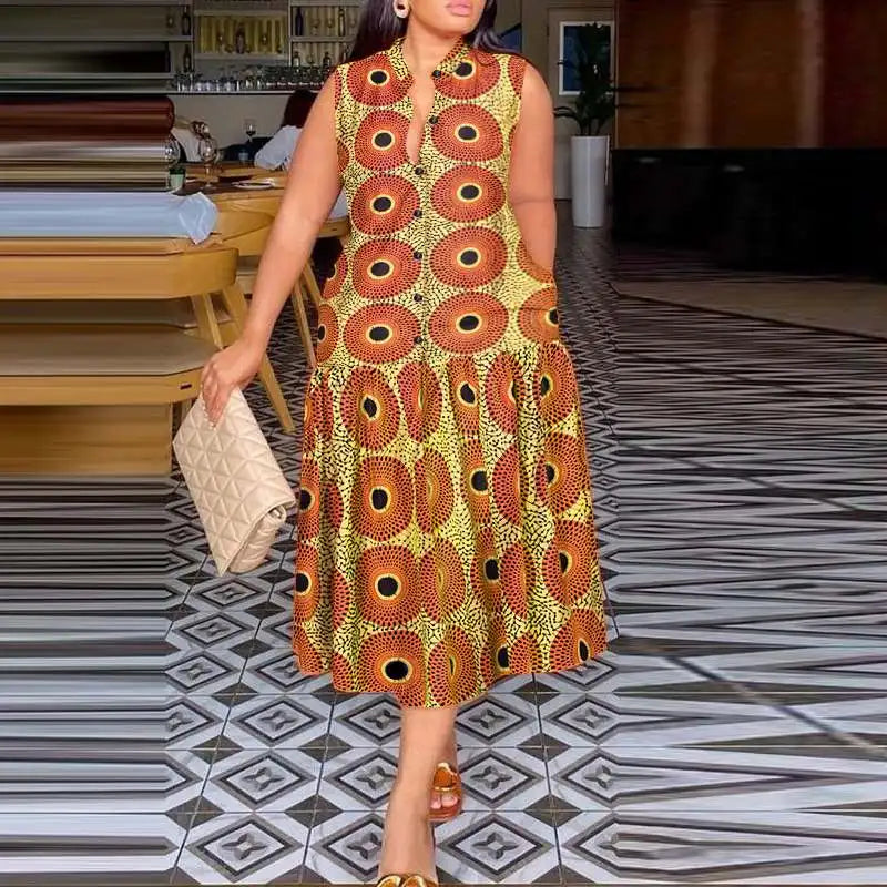 Bohemian Sundress Printed Midi Dress