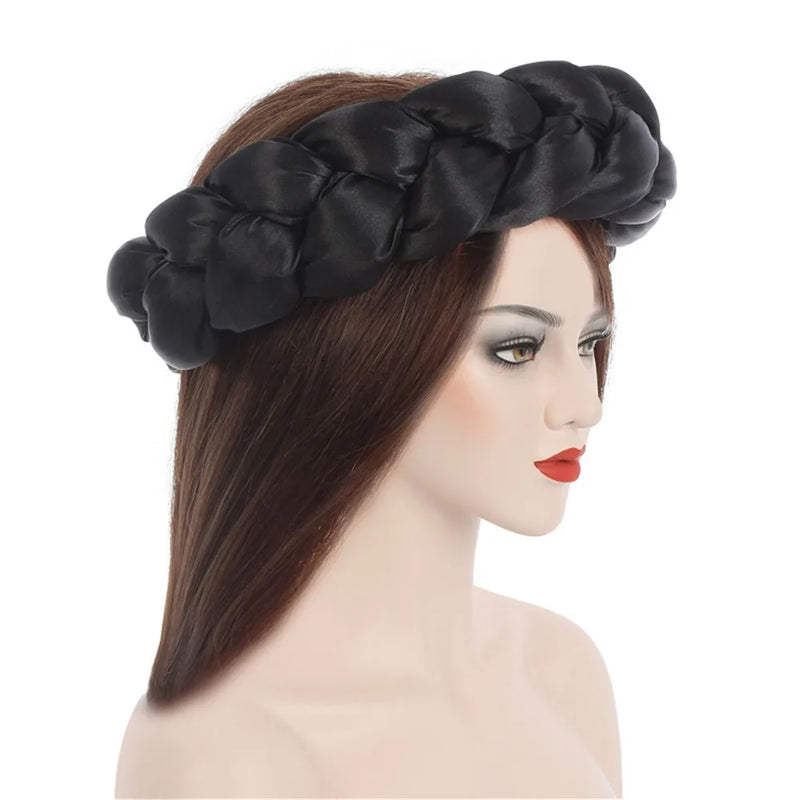 Exaggerated Satin Braid Headband for Women