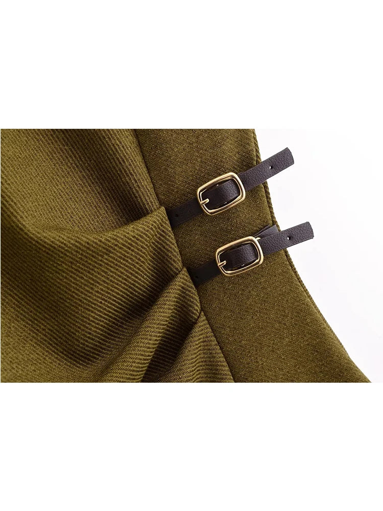 Elegant Green Slim Midi Dress