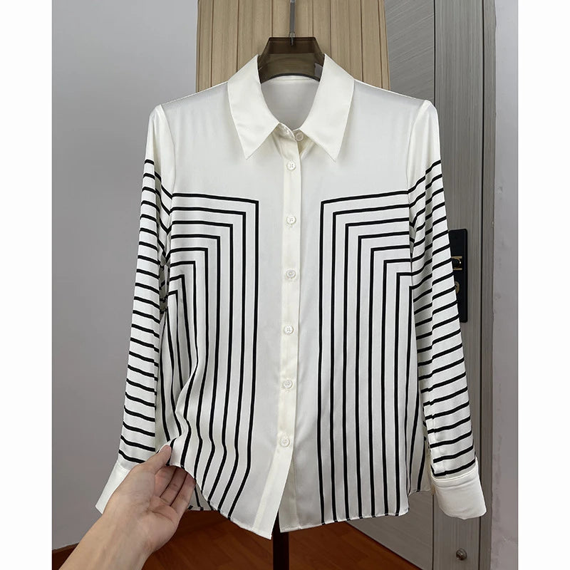 Vintage Shirt Autumn Long Sleeve Luxury Print Blouses
