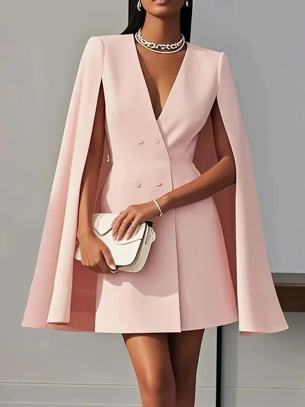 Spring Summer Fall Office Ladies V-neck Formal Dress with Tied Waist Sexy