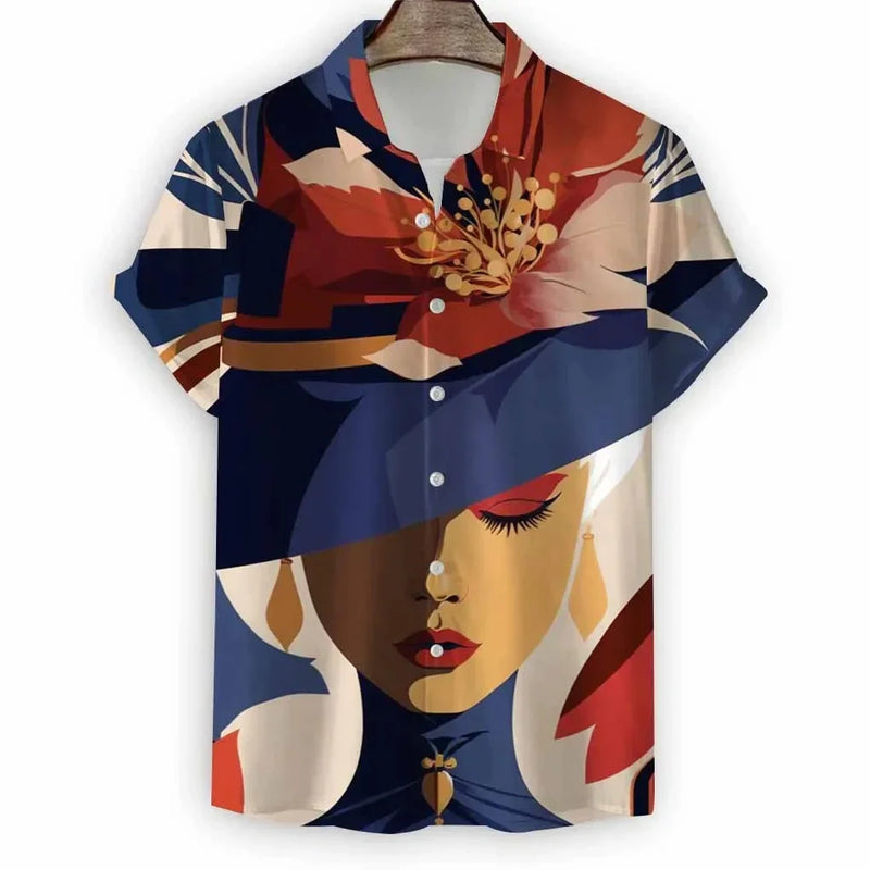 Beach Modern Button Lapel Streetwear Men's Short Sleeve Shirt