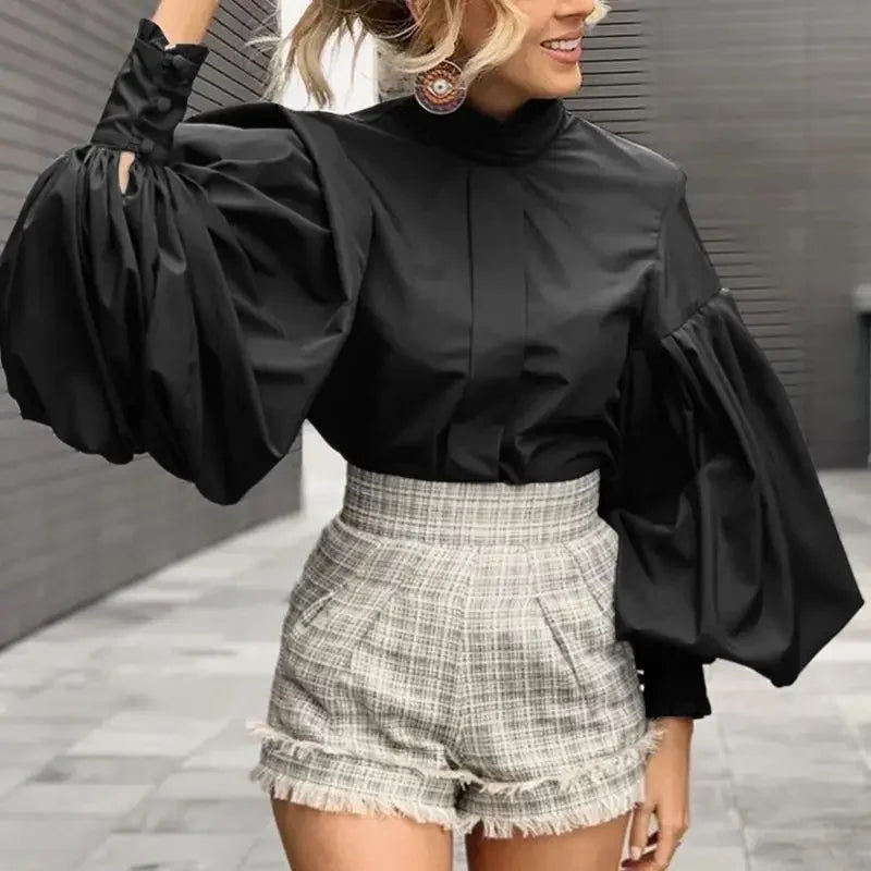 Blouses Tops Elegant Lantern Sleeve Chic