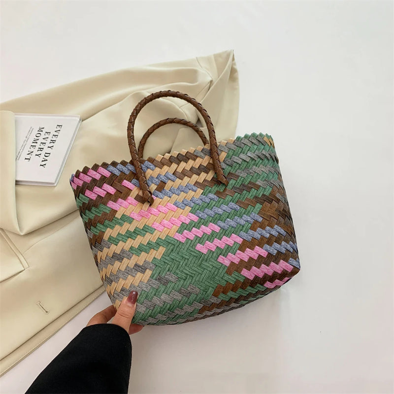 Retro Imitation Rattan Woven Bag