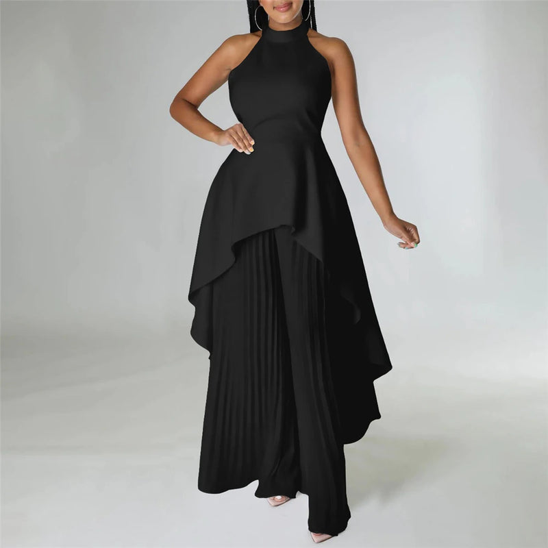 Turkey Sleeveless Tops Pleated Trouser Suit