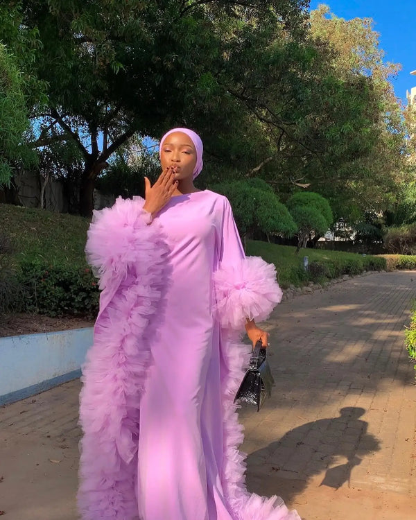 Beautiful Ruffles Trimmed Long kaftan Puffy Bubu