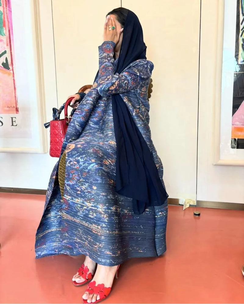 Retro Printed Long Sleeved Abaya