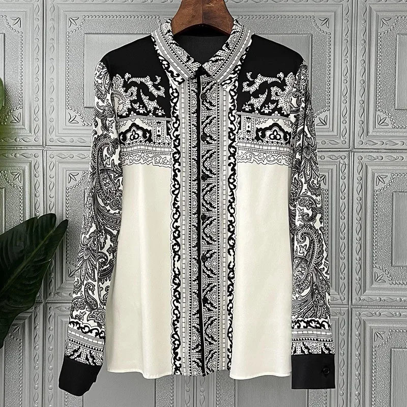 Vintage Shirt Autumn Long Sleeve Luxury Print Blouses