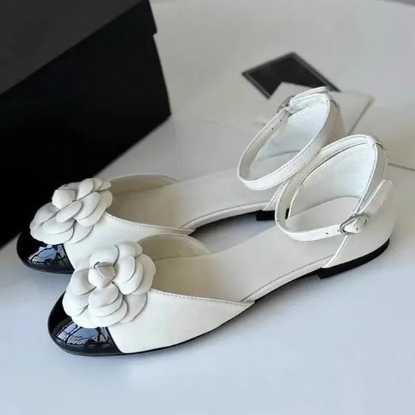 Luxury Brand Flower Designer Covered Toe Mary Jane Sandals